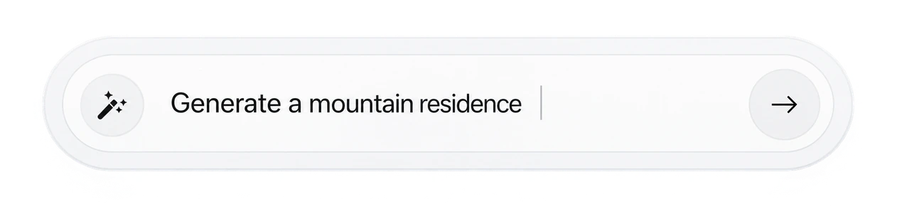 Prompt bar: Generate a mountain residence